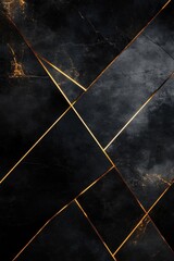 Black marble floor with gold lines