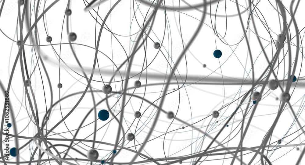 Aufkleber Abstract polygonal space with connecting dots and lines. Dark background. Connection structure. 3d Widescreen