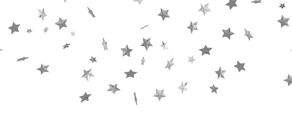 Silver star of confetti. Falling stars on a white