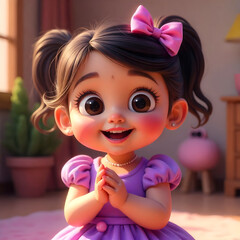 3D character cute cartoon style Studio lighting with Soft color palette
