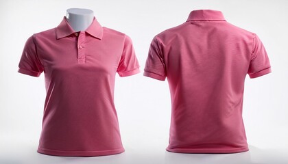 Dark Pink polo t shirt mockup on a plain white background