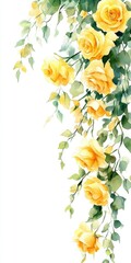 Botanical Blossom. Elegant Yellow Rose Bouquet Handcrafted Watercolor Artwork