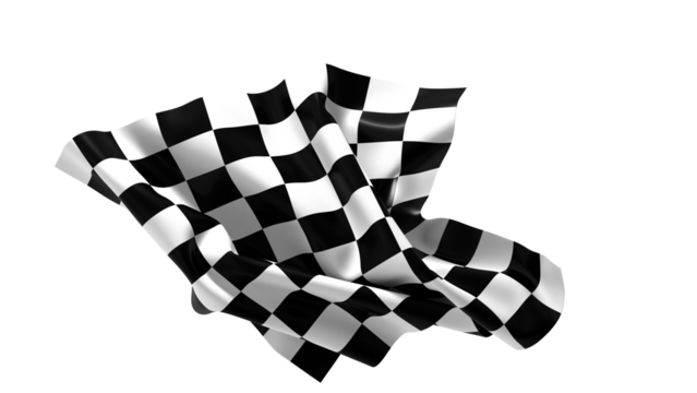 The checkered flag waves in the wind Victory is in sight