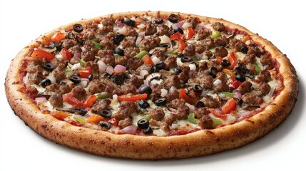 Deliciously Topped Loaded Pizza with Sausage and Vegetables