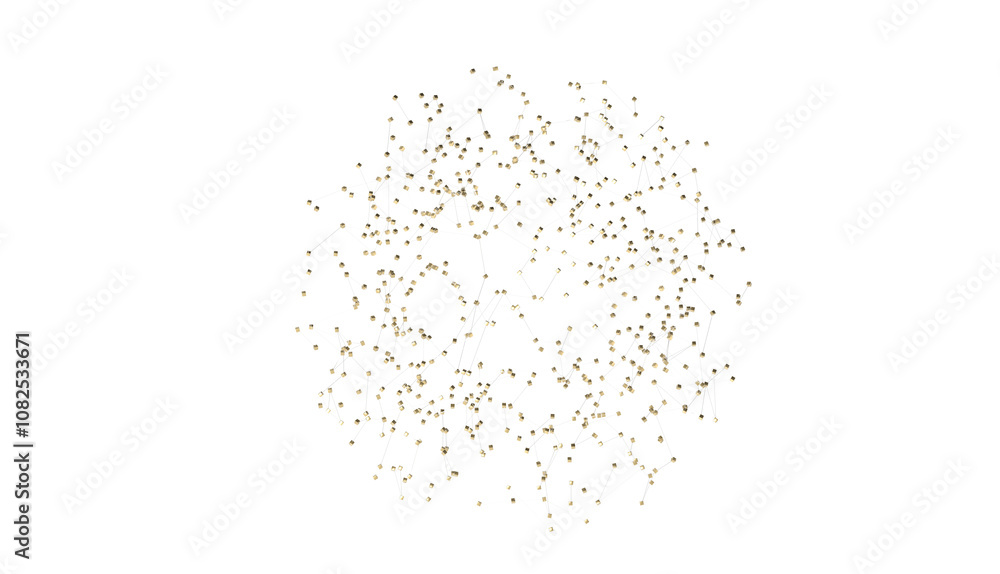Poster Multi color connected lines and dots network 3d illustration