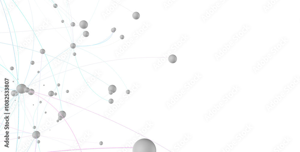 Poster Abstract plexus blue geometry background. Digital technology network connection concept. 3D rendered illustration