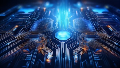 Futuristic Neon Neural Network on Dark Background