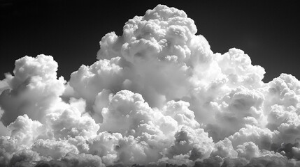 Dramatic Black and White Cloudscape with Cumulus Clouds in Contrast