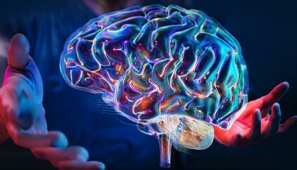 Neon-Lit Brain Representing Cyber and AI Themes