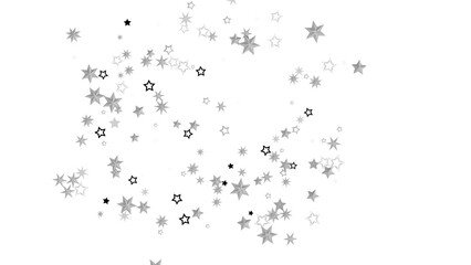 Obraz premium A black background with a scattering of silver stars. The stars are of varying sizes and shapes, creating a random pattern. The image is simple and minimalist, with a touch of sparkle and magic.