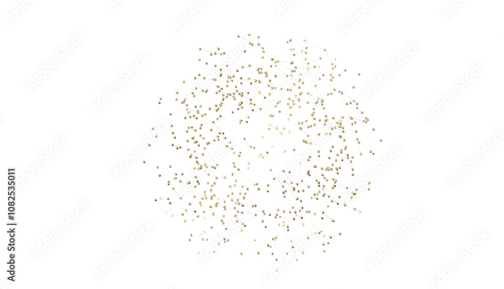 Poster Multi color connected lines and dots network 3d illustration