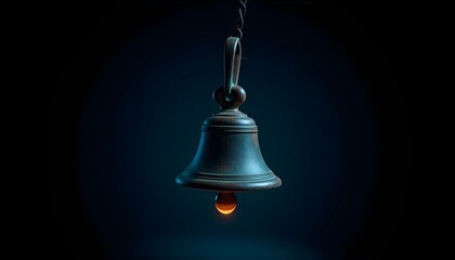 Obraz premium a rustic iron bell with a weathered texture and a strong clapper, isolated on a black background create with ai
