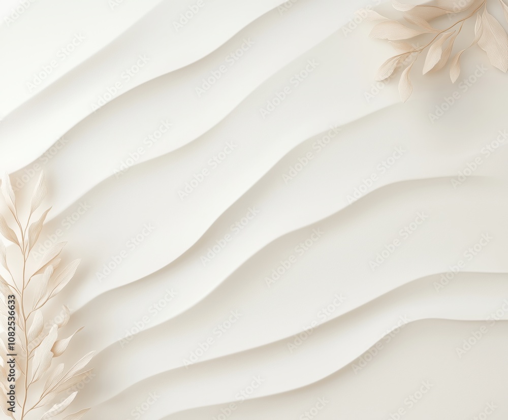 Poster abstract white background with waves. three-dimensional illustration. layers and geometric shapes on