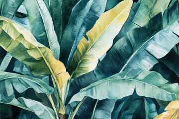 Tropical Banana Plant. Exotic Watercolor Botanical Illustration Set