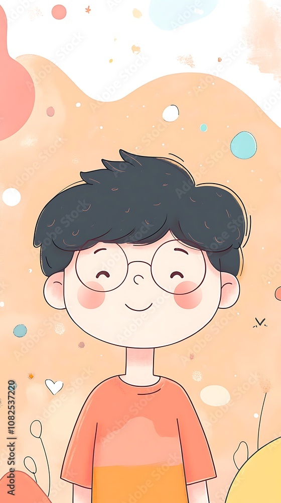 Poster prototyping user friendly, friendly chibi character in soft colors