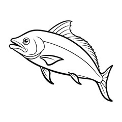 dolphin (mahi-mahi fish) fish design, labeled line art vector silhouette illustration.