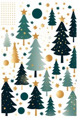 Stylish modern spruce tree silhouette in charcoal and metallic with accent star on white background