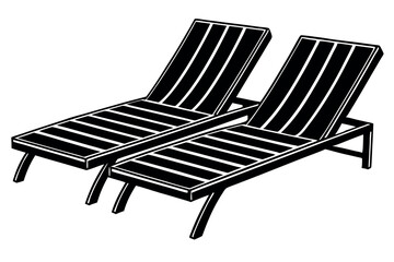 Fototapeta premium Poolside lounge chairs vector illustration.
