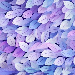 Stylized seamless pattern of delicate pale purple and lavender leaves with soft lines