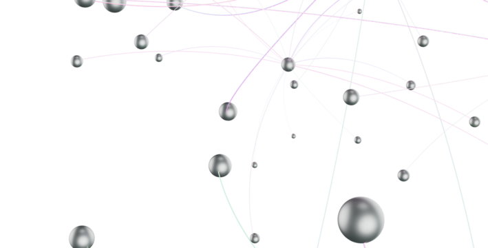 Multi color connected lines and dots network 3d illustration