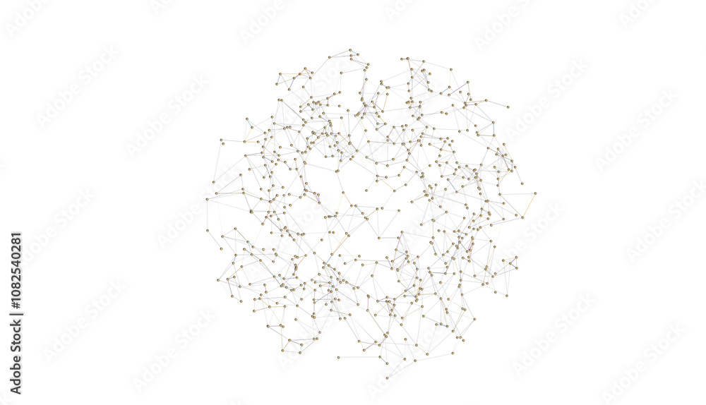 Poster abstract lines with dots over dark background.
