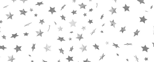 Seamless pattern with small silver stars on white background.