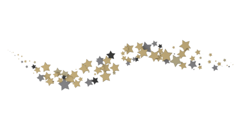 A Shower of Celestial Beauty: 3D Gold Stars Rain Illustration Bedazzles