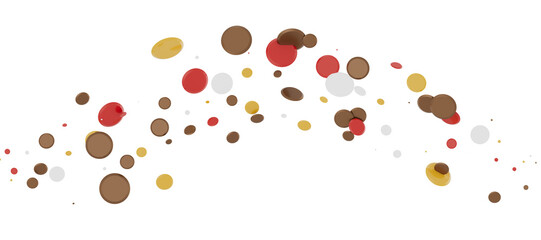 Multicolored paper confetti on transparent background. Realistic confetti flying. Colorful scattered items to holiday decorations.