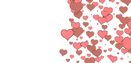 3D illustration of hearts falling in transparent PNG PNG