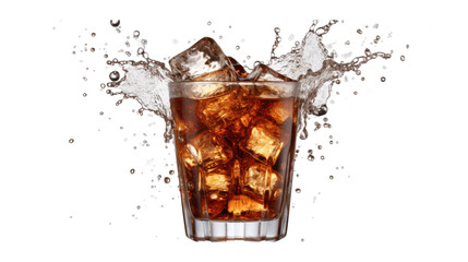 A glass of Iced Cola with Splashing Water
