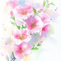Watercolor Pink Blossoms - Elegant Floral Illustration for Wedding Invitations