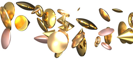 Cascading Splendor: Striking 3D Illustration Showcasing a Dazzling gold Confetti Display