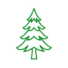 Pine tree icon, minimalistic style, green color, nature concept
