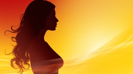 Stylized silhouette of a figure in bold primary color against a light background with heading space