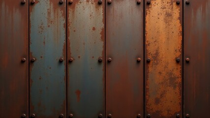 Obraz premium Industrial metal panels with rusty corrosive texture throughout the frame