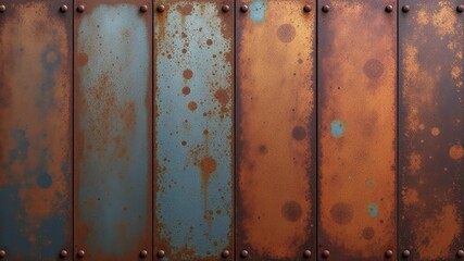 Fototapeta premium Industrial metal panels with rusty corrosive texture throughout the frame
