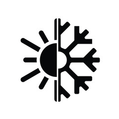 season icon. Signs all season long. Sun and snowflake together icon. Winter, summer and all weather. solid design style. vector design template