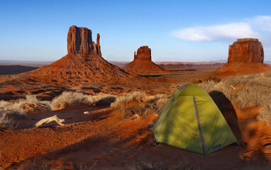 Monument Valley campground, Utah. A red-sand desert landscape on the Arizona-Utah border, U.S.