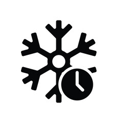 freezing icon, cooling time, snowflake with clock, thin line symbol on white background. solid design style. vector design template