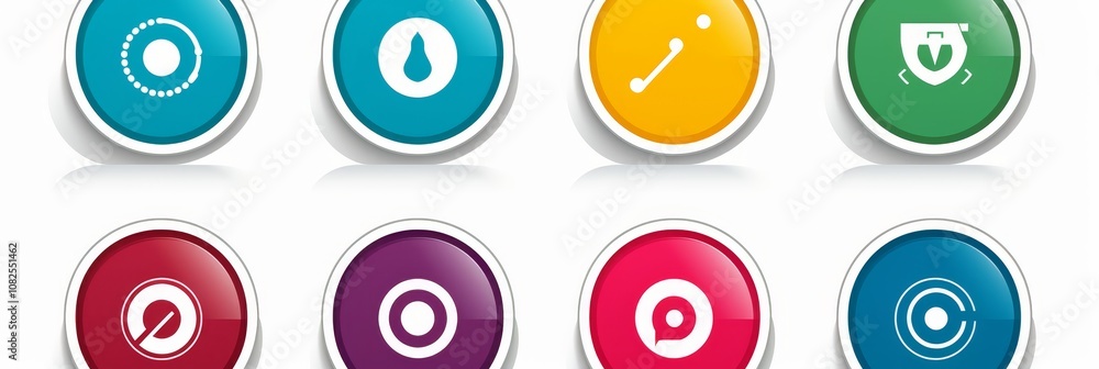 Poster minimalistic technology icons set featuring wifi, bluetooth, and gps in three primary colors