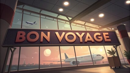 Bon Voyage Welcome Banner at Airport Gate