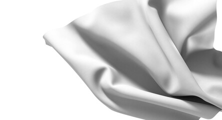 Close-up of white fabric draped and folded, showing texture and folds.  Perfect for design,...