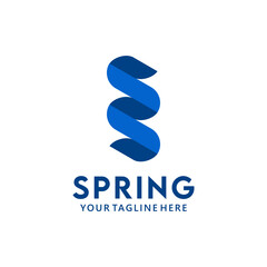 Metal spring logo. Spiral logo. Letter S