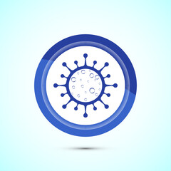 Virus, bacteria icon design illustration. Microbe bacteria sign. Blue Color Button Design