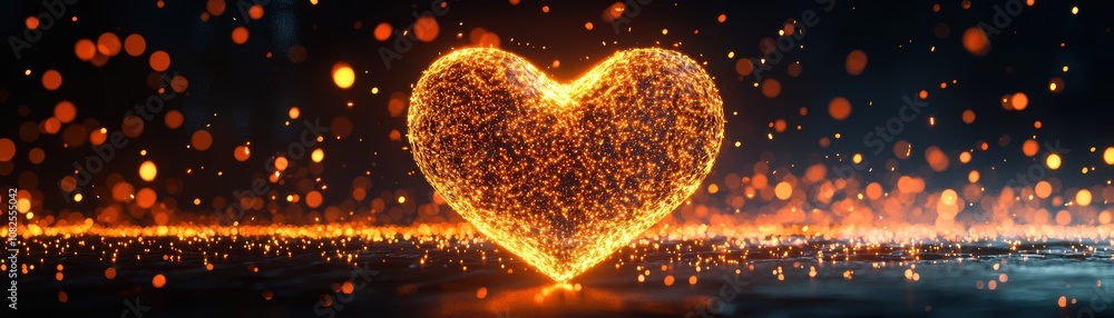 Poster ai visualized as glowing heart shape analyzing emotions digital space 3d visualization nighttime abs