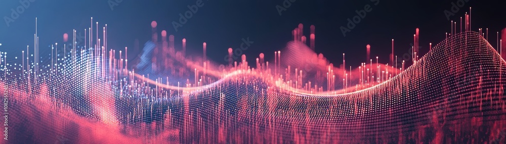 Poster dynamic sound waves visualization digital artwork abstract environment futuristic perspective ai-enh
