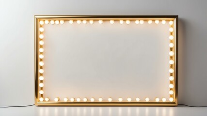 gold marquee lights border frame on white background