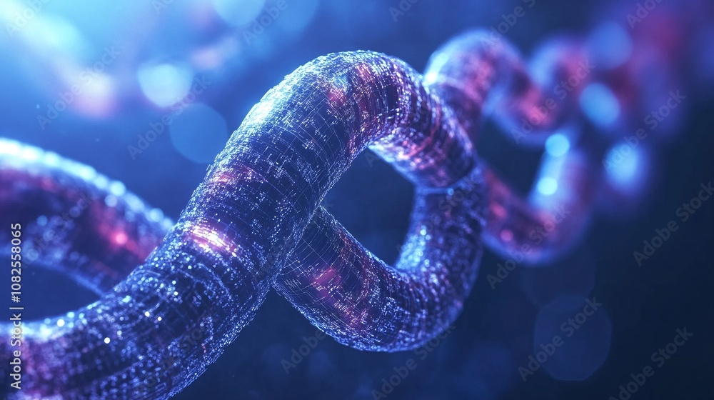 Poster digital dna chain rotating in a futuristic medical background