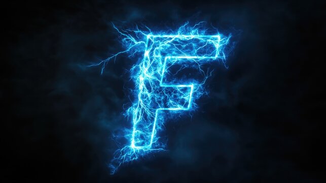 Blue Lightning Letter F