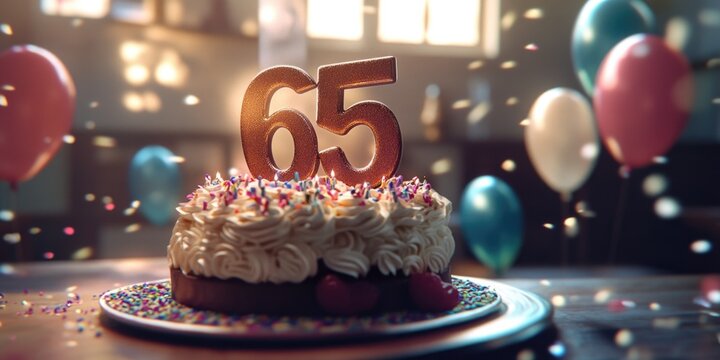Birthday cake with number 65